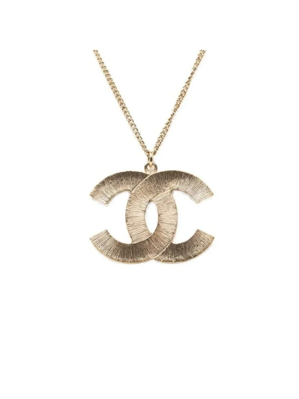 Chanel CC Logo Quilted Necklace Gold White Plated